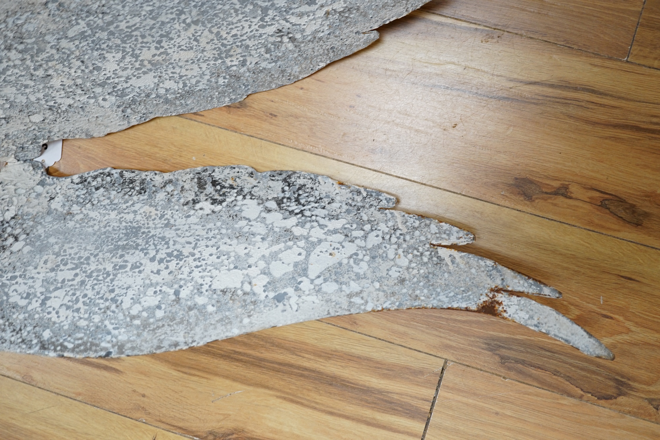 A pair of painted metal 'Angel' wings, 65cm high. Condition - fair, distressed, slight rust in places
